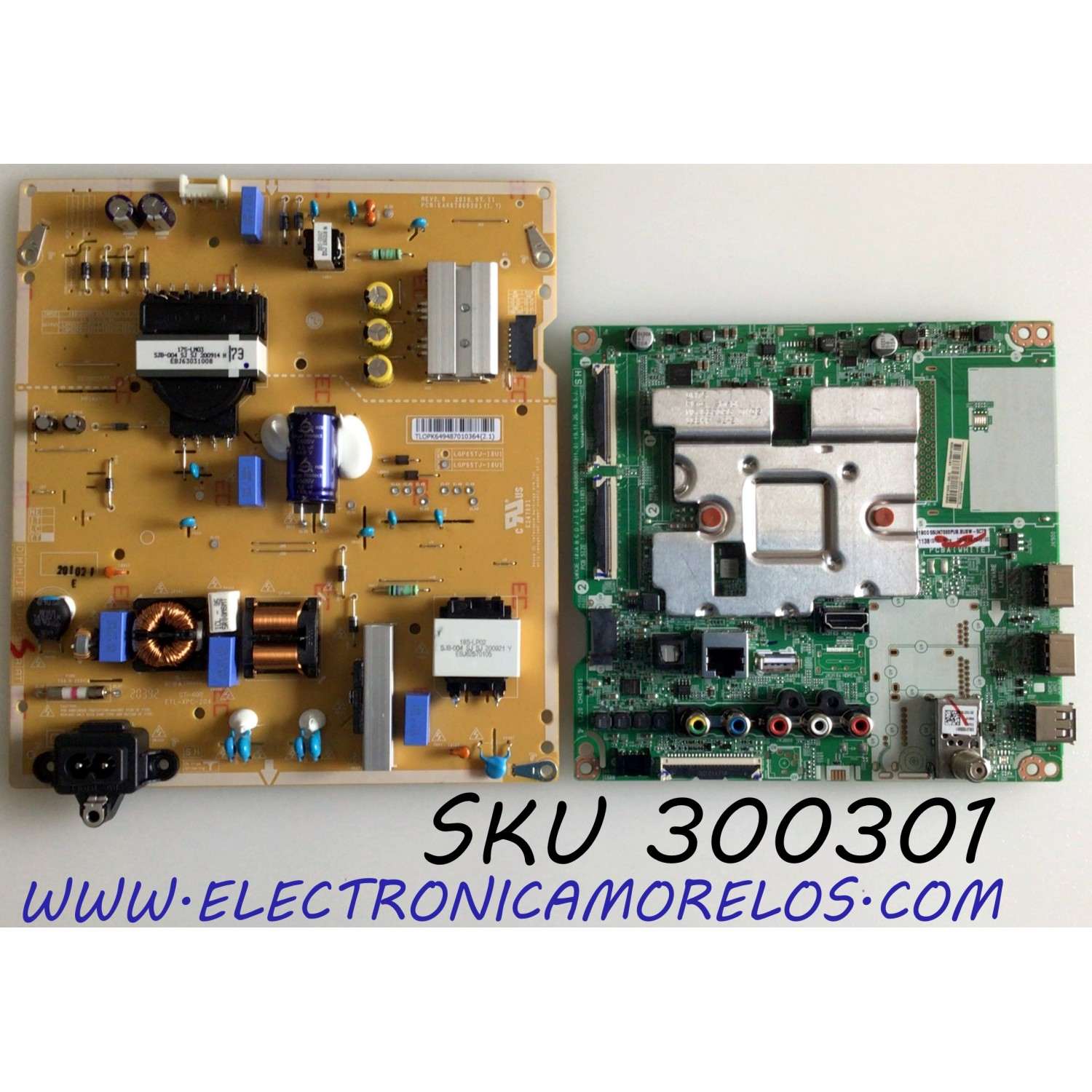 KIT DE TARJETAS PARA TV LG / NUMERO DE PARTE MAIN EBT66491003 / EAX69083603 / EAX69083603(1.0) / FUENTE EAY64948701 / EAX67865201 / EAX67865201(1.7) / 64948701E247691 / LGP55TJ-18U1 / PANEL NC550DGG-AAGPA / MODELO 55UN7000PUB / 55UN7000PUB.BUSWLKR